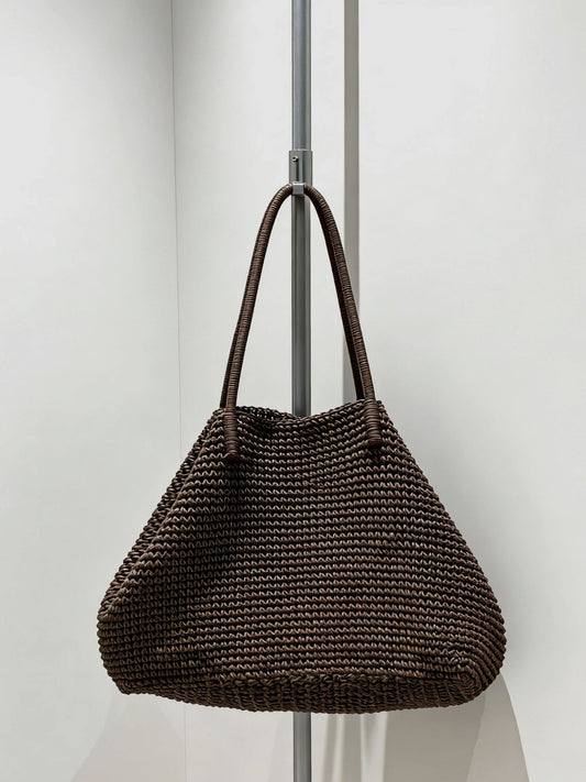 Woven Solid Color Minimalist Open Design Women's Shoulder Bag