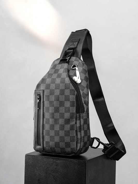 Men's Classic Plaid Simple For Business Men's Shoulder Bags