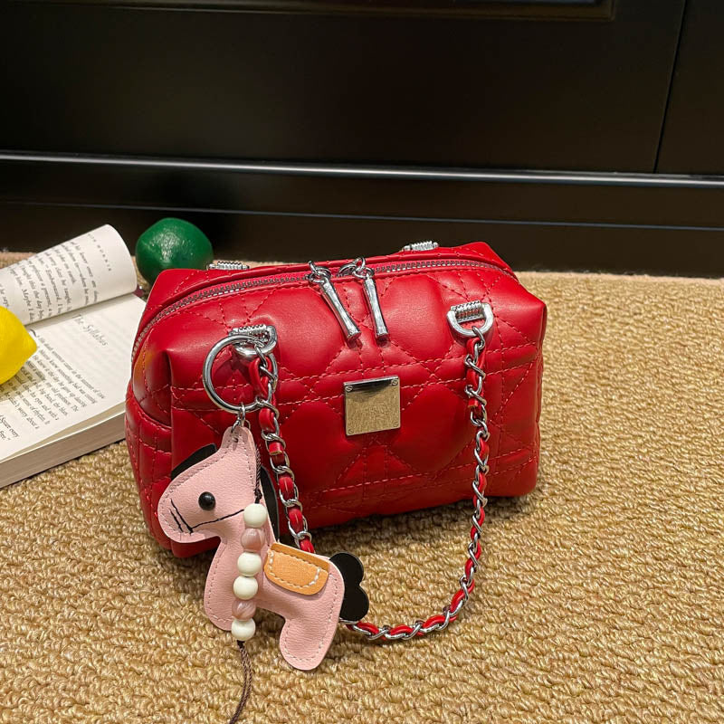 Women's Chain Boston Pillow Fashion Embroidery Thread Women's Handbag