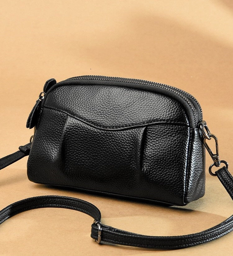 Genuine Leather Fashion Mobile Solid Color Women's Messenger Bag