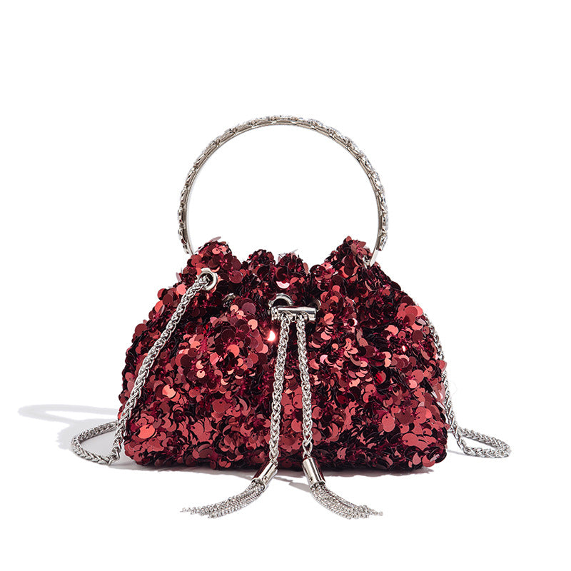 Women's Gradient Color Full Diamond Tassel Dinner Bag