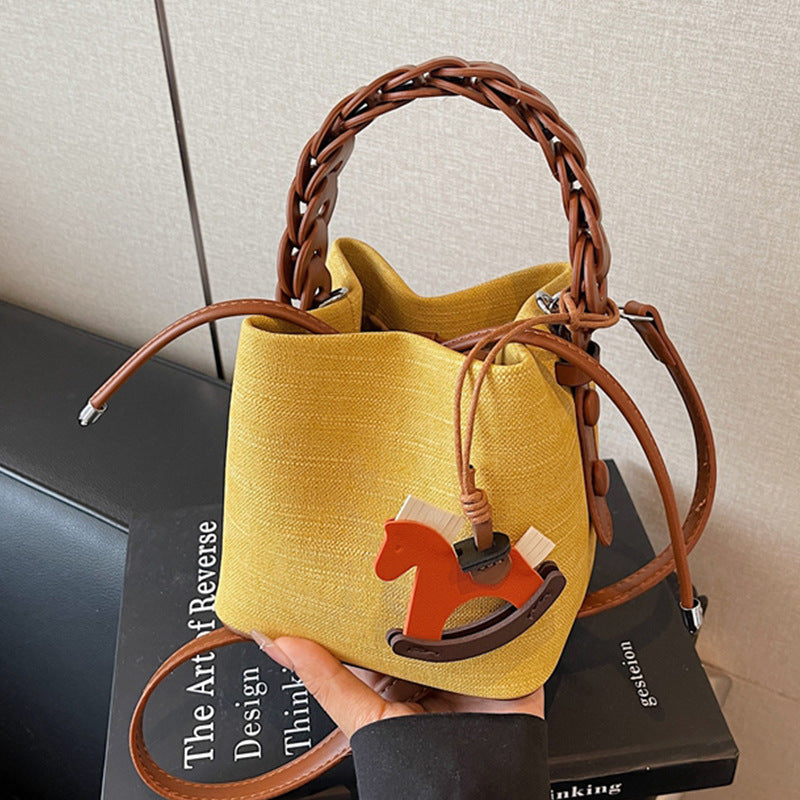 Minority Retro Texture Daily Trendy Patchwork Bucket Bags