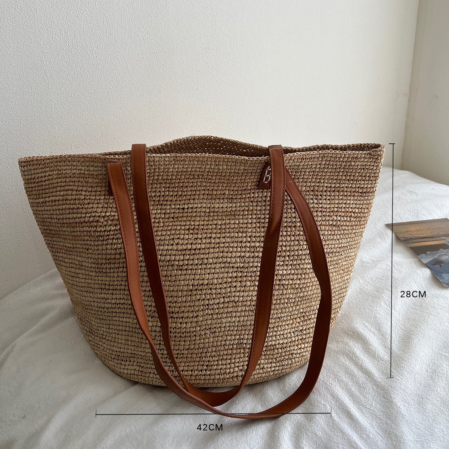 Women's Natural Raffia Hand-woven Summer Commute Vacation Style Beach Tote Bags