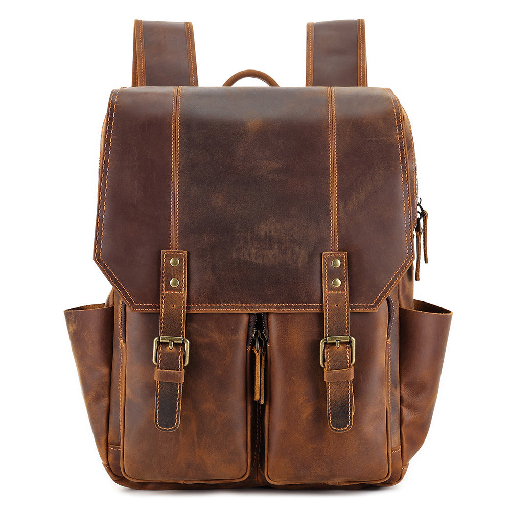 Men's Horse Leather Large Capacity Business Inch Universal Backpack