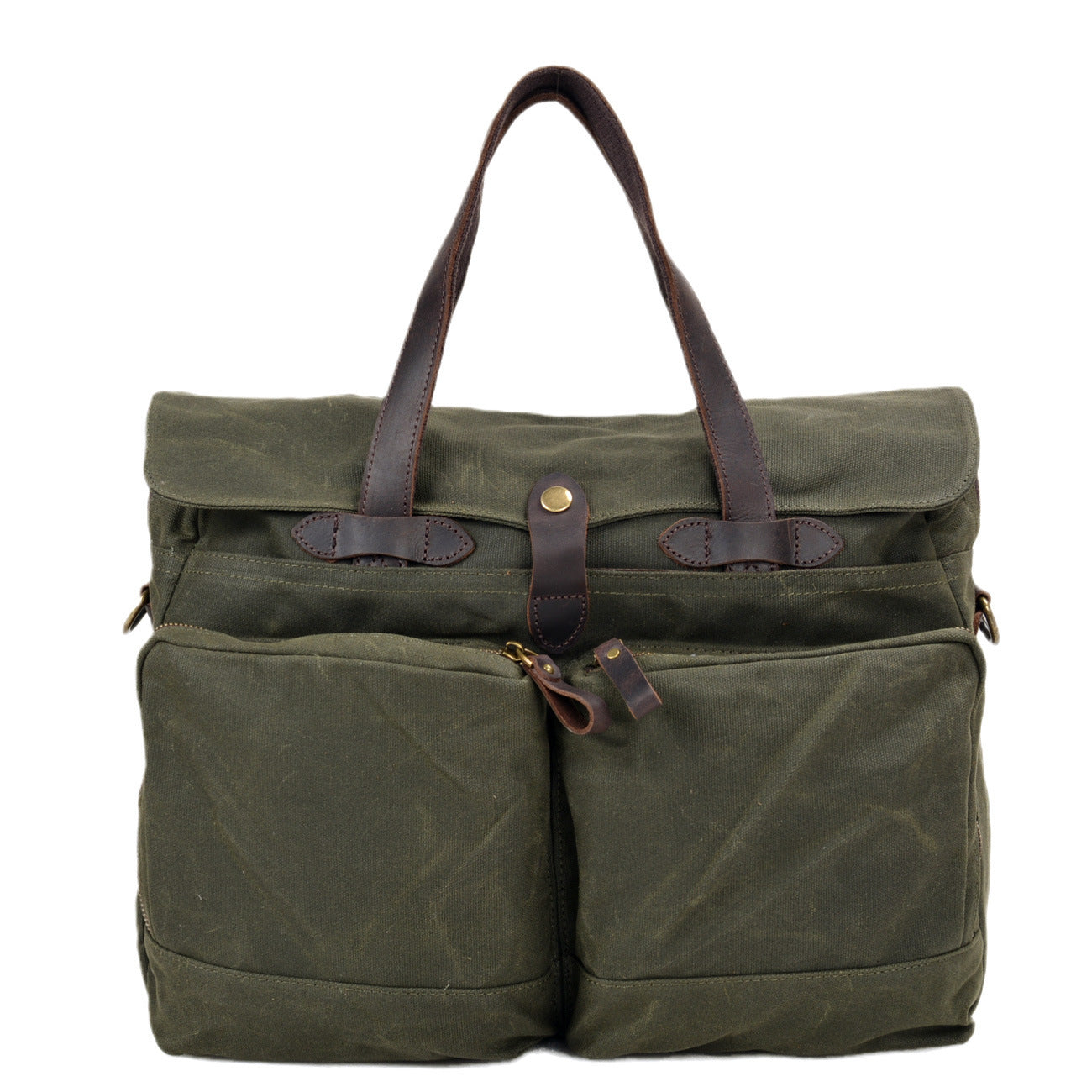 Men's Wax Canvas Waterproof Hard-wearing Portable Business Soft Men's Briefcase