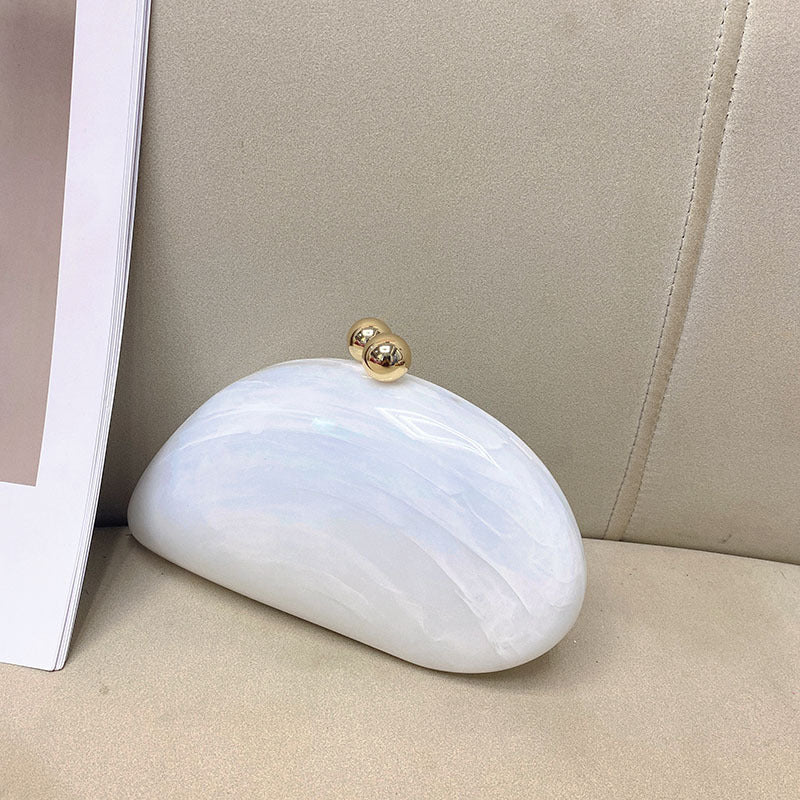French Marbling Amber Irregular Acrylic Shell Banquet Women's Messenger Bag