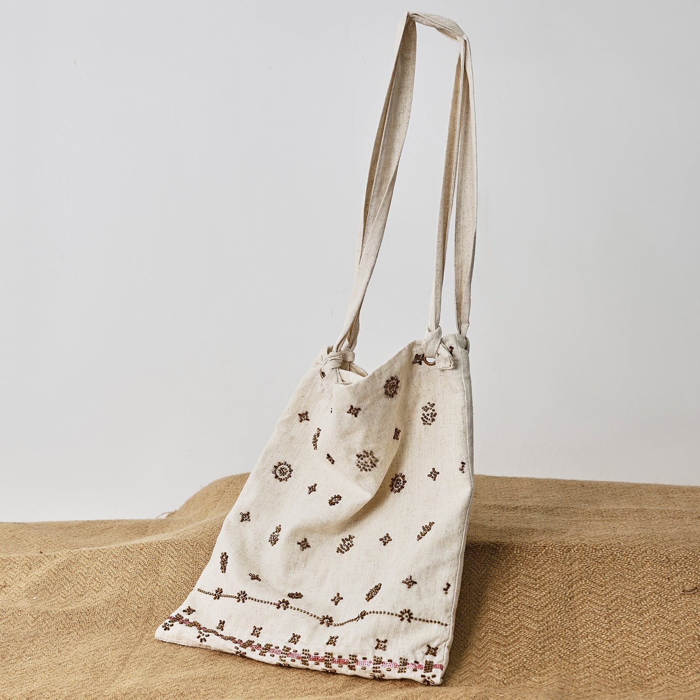 French Retro Canvas Large Capacity One Linen Embroidery Women's Shoulder Bag