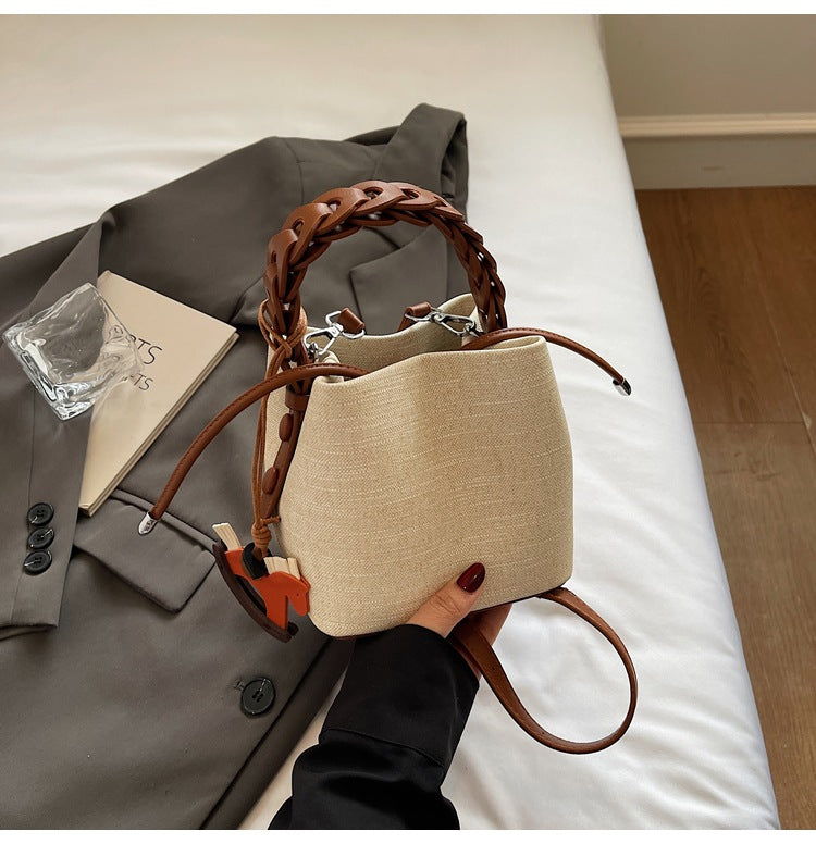 Minority Retro Texture Daily Trendy Patchwork Bucket Bags