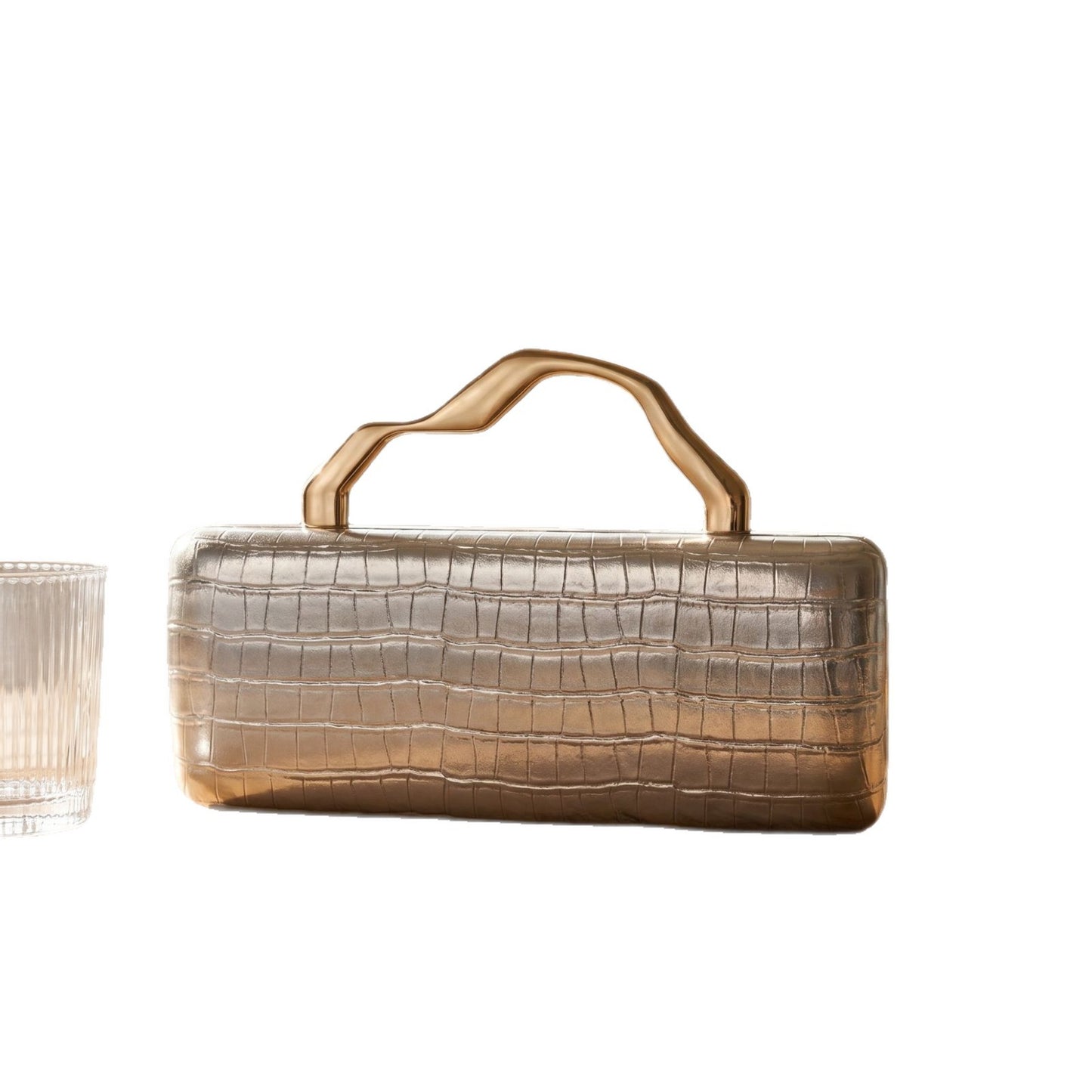 Versatile Light Luxury Golden Hand Holding Dinner Bag