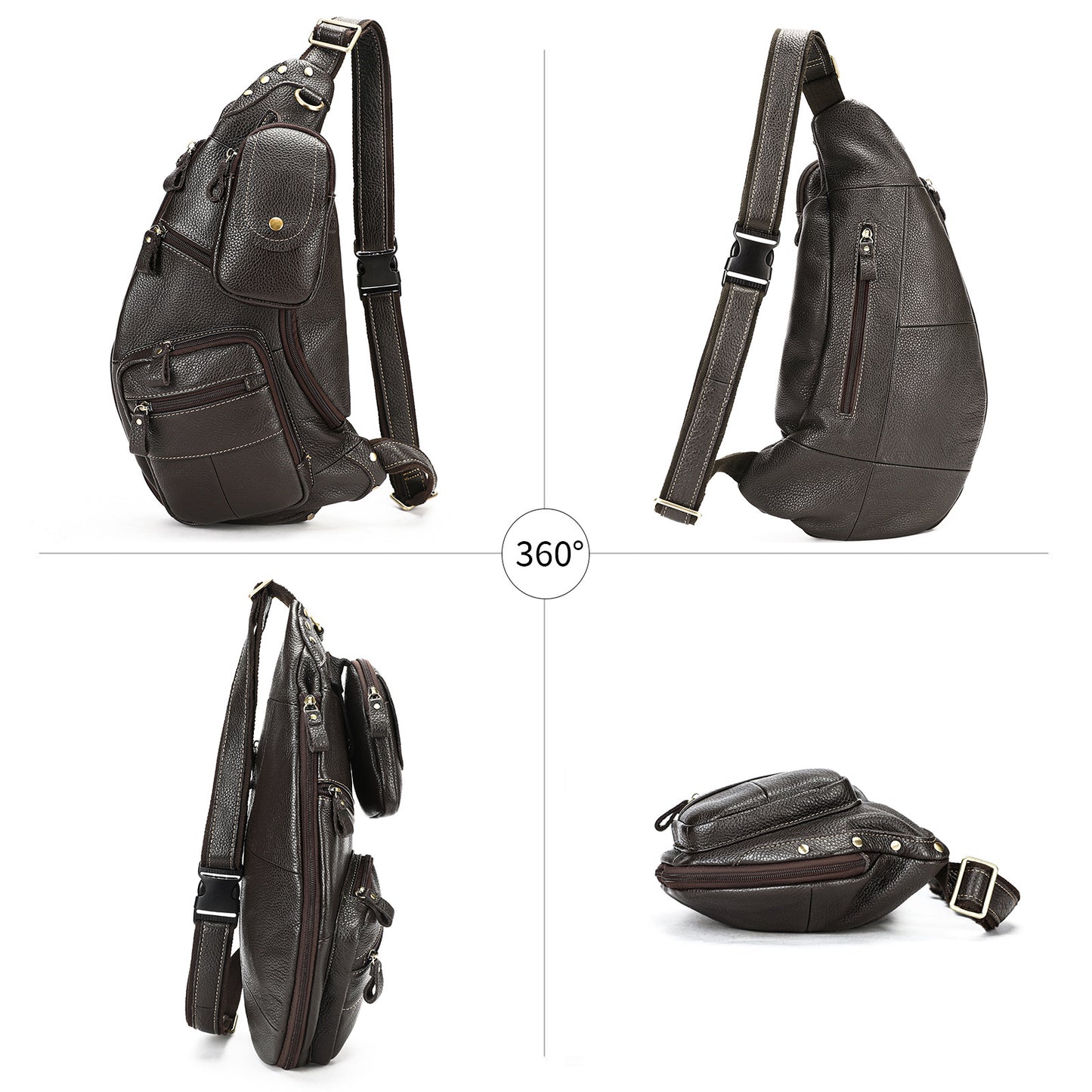Men's Fashion Leather High-grade Retro Handmade Large Capacity Men's Chest Bag