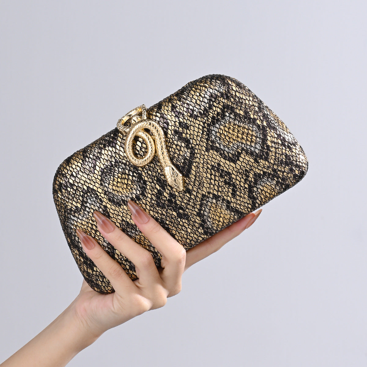 Women's Vintage Snake Pattern Clutch Dress Cheongsam One Dinner Bag