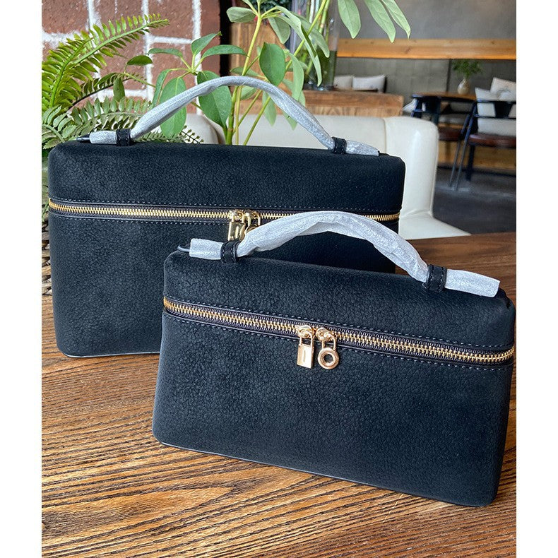 Lunch Box Lychee Pattern Genuine Leather Fashion Small Square Bag