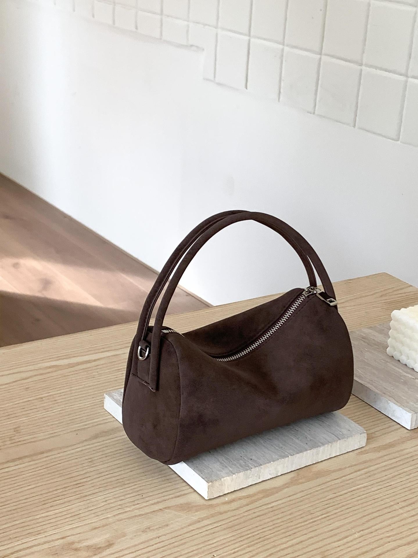 Suede Boston Solid Color Fashion Versatile Korean Style Small Square Bags