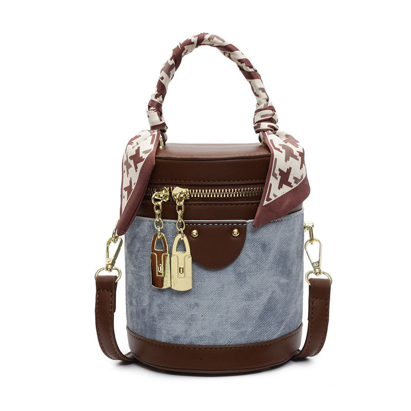 Women's Color Minimalist Portable Round High-grade Western Handbags