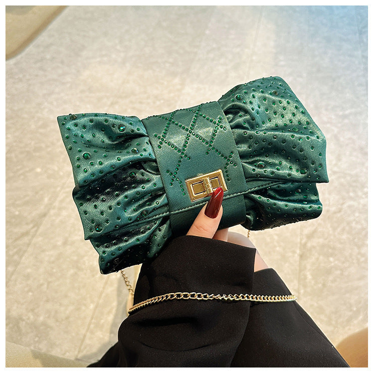 Bow Full Diamond Light Luxury Banquet Clutch Dinner Bag