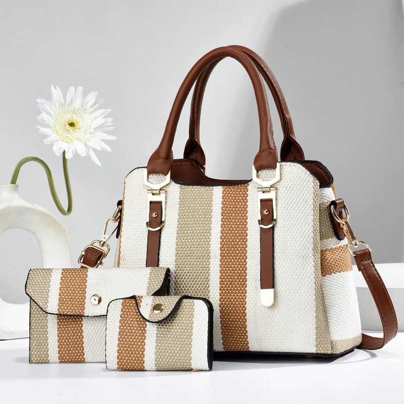 Mother Canvas Contrast Color Trendy Fashionable Elegant Bags