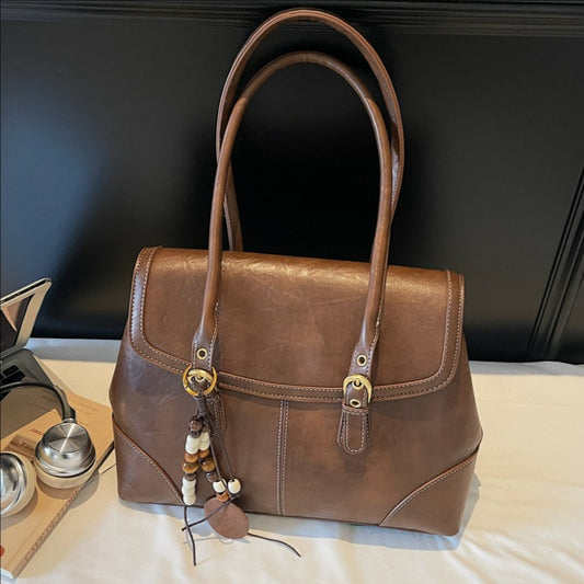 Women's Korean Style Contrast Color Commuter Retro Easy Matching Underarm Tote Bag