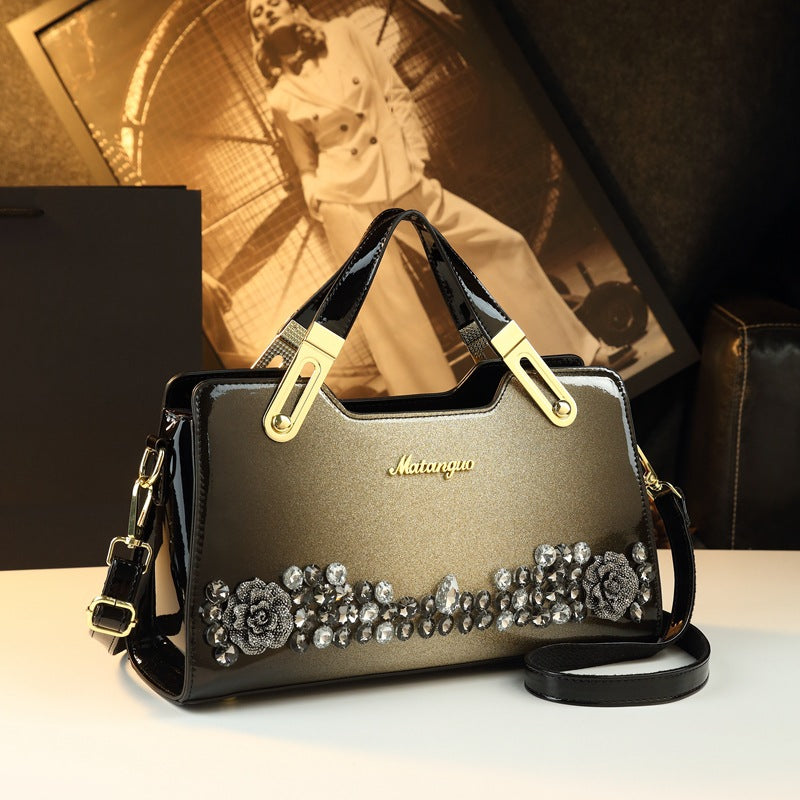 Women's Embroidered Diamond Genuine Leather Mother Fashionable Women's Handbag