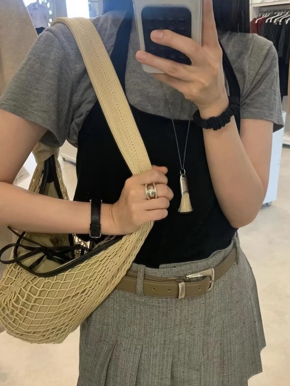 Durable Ding Fishnet Croissant Underarm Woven Women's Messenger Bag