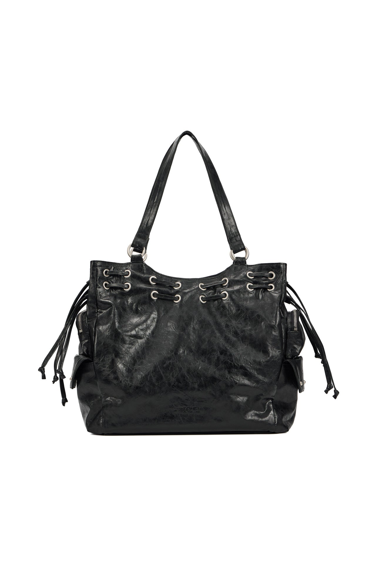 Women's Niche Motorcycle Large Drawstring Pocket Studded Tote Bag