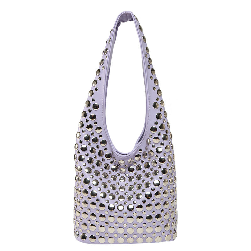 Women's Punk Style Rivet Inlaid Leopard Print Shoulder Bags