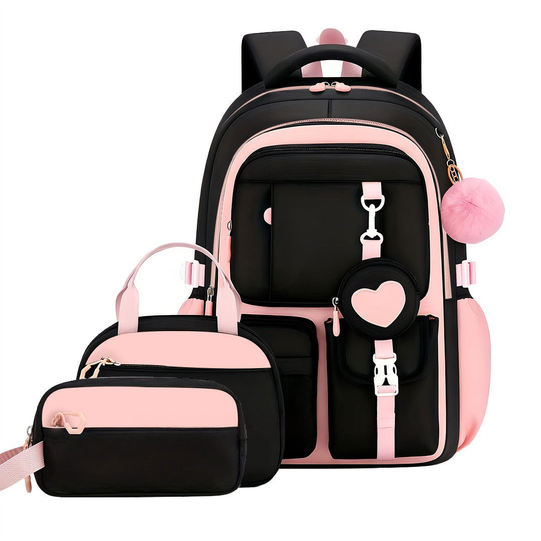 Three-piece Large Capacity Burden Alleviation Leisure Primary School Bag