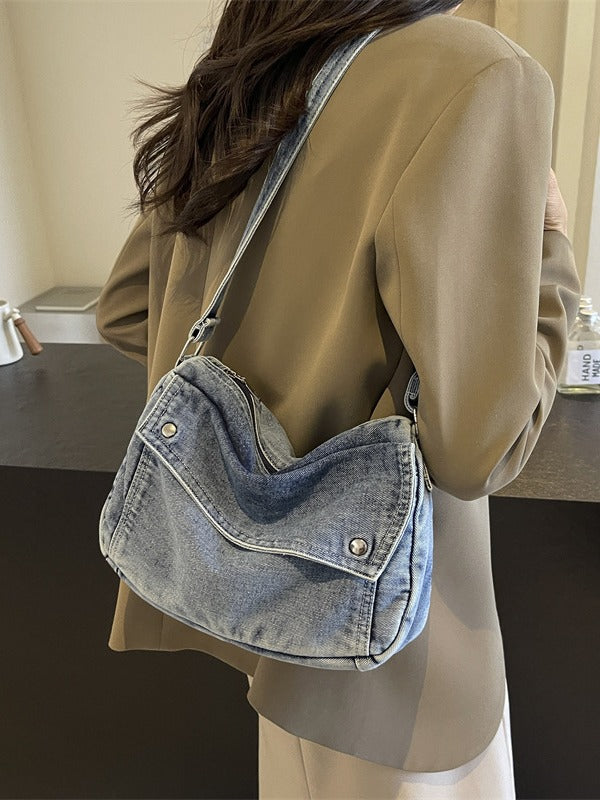 Niche Geometric Denim Pillow Retro Fashion Women's Messenger Bag