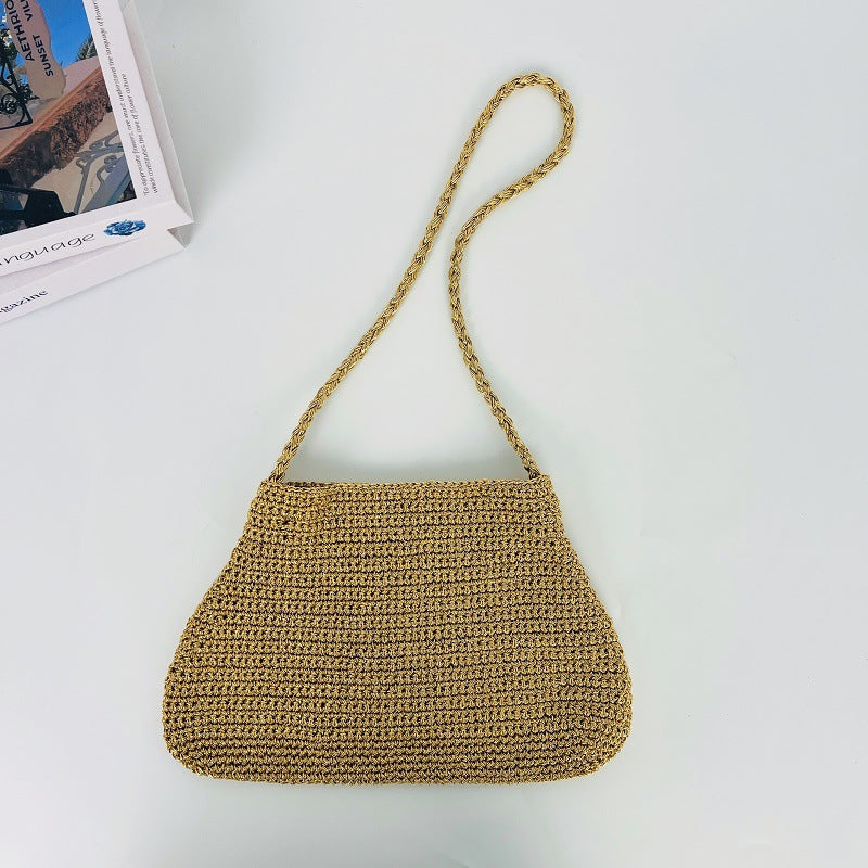 Women's Thread Underarm Niche Design Seaside Holiday Handmade Women's Shoulder Bag