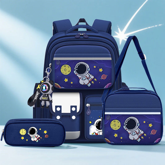 Three-piece Set Astronaut Grade One To Six Boys Spine Backpacks