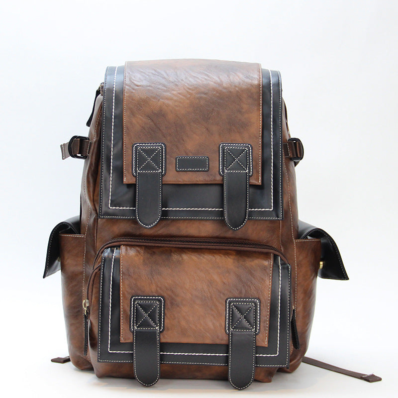 Men's Capacity Retro Waterproof Trendy Computer Korean Leisure Backpack