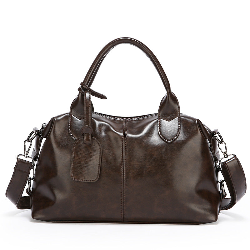 Women's Soft Leather Large Capacity Mom Boston Portable Commuter Women's Messenger Bag