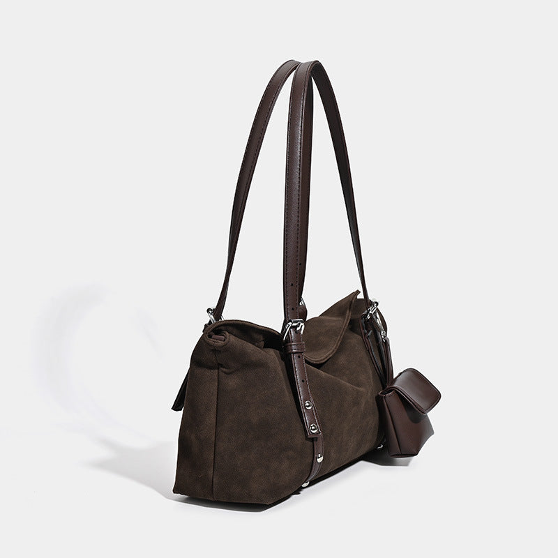 Women's Retro Suede Pillow Large Capacity Commuter Women's Shoulder Bag