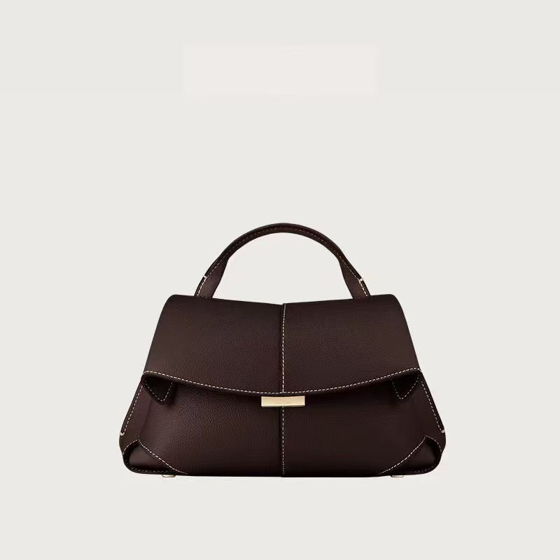 Women's Genuine Leather French Design Fashion Pleated Smile Women's Clutch