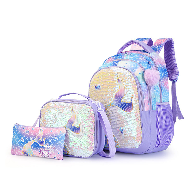 Children's Three-piece Unicorn Commuter Large Capacity Primary School Bag