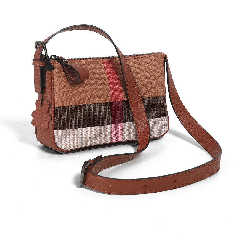Women's High-grade Plaid Mobile Genuine Leather Women's Shoulder Bag
