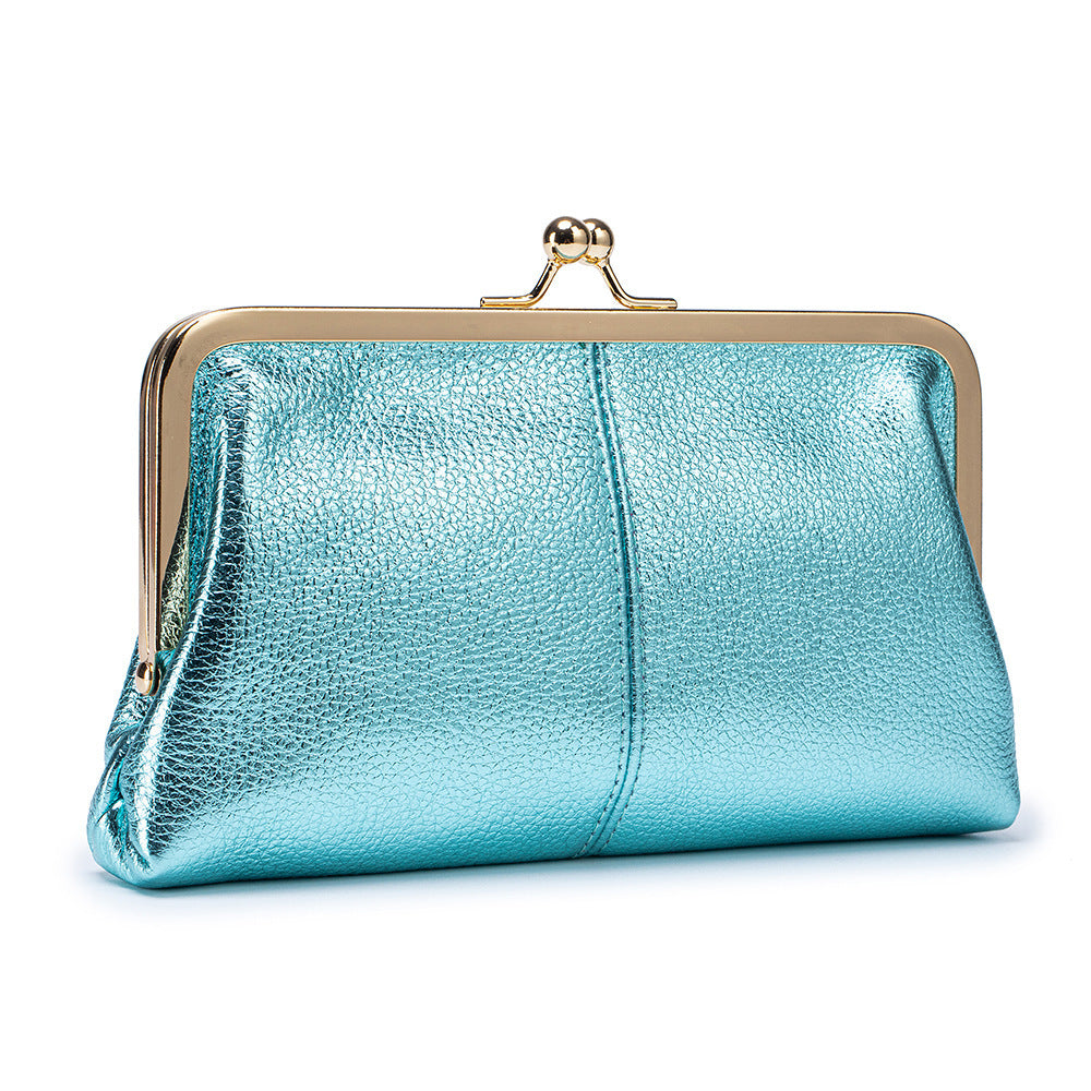 Women's Real Leather Long Top Layer Cowhide Frame Storage Large Capacity Women's Clutch
