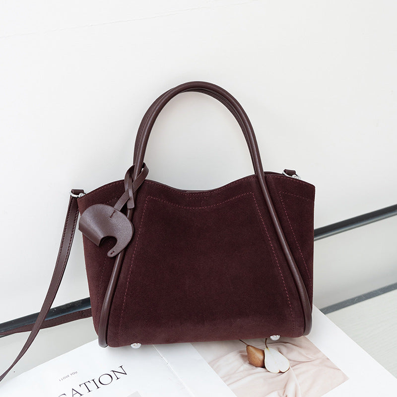 Women's Genuine Leather Frosted Cowhide Vegetable Basket Retro Affordable Women's Messenger Bag