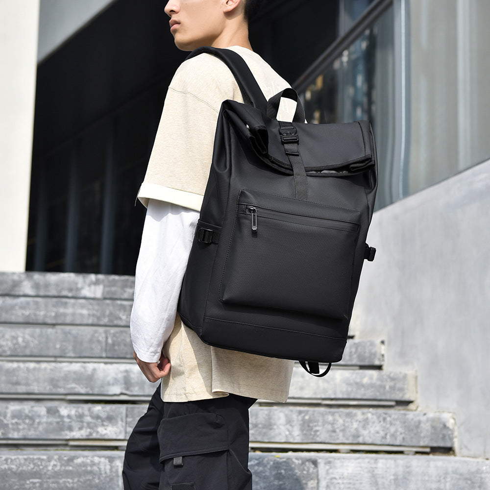 Men's Simple Trendy Cool Solid Color Computer Office Business Backpack