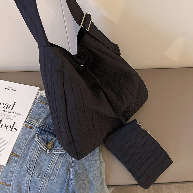 Women's Style Large Capacity Pleated Texture Mother Bags