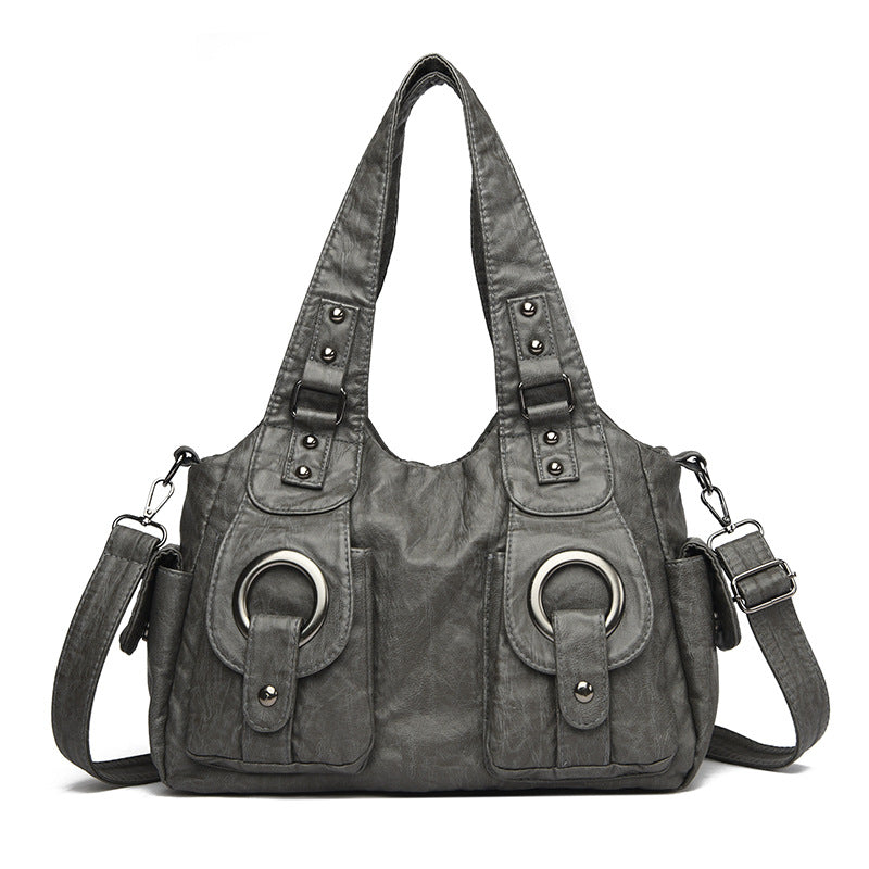 Women's Oil Wax Leather Motorcycle Retro Versatile Women's Shoulder Bag