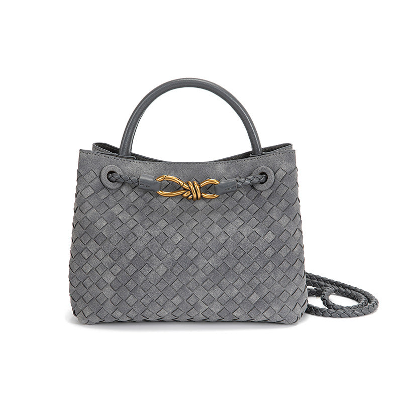 Women's Style Woven Metal Cord Fastener Portable Tote Bags