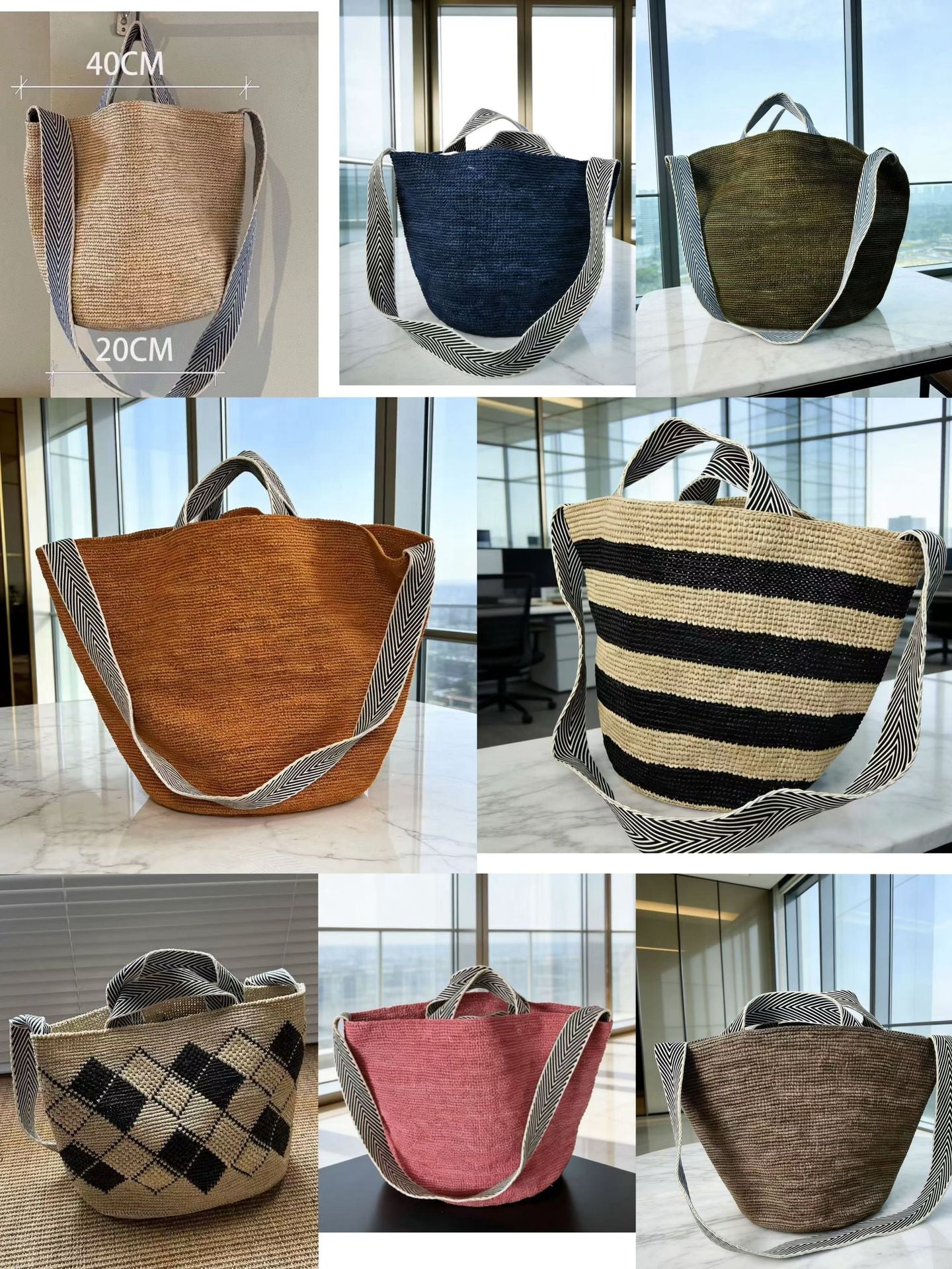 Women's Raffia Woven Summer Seaside Vacation Bucket Bags