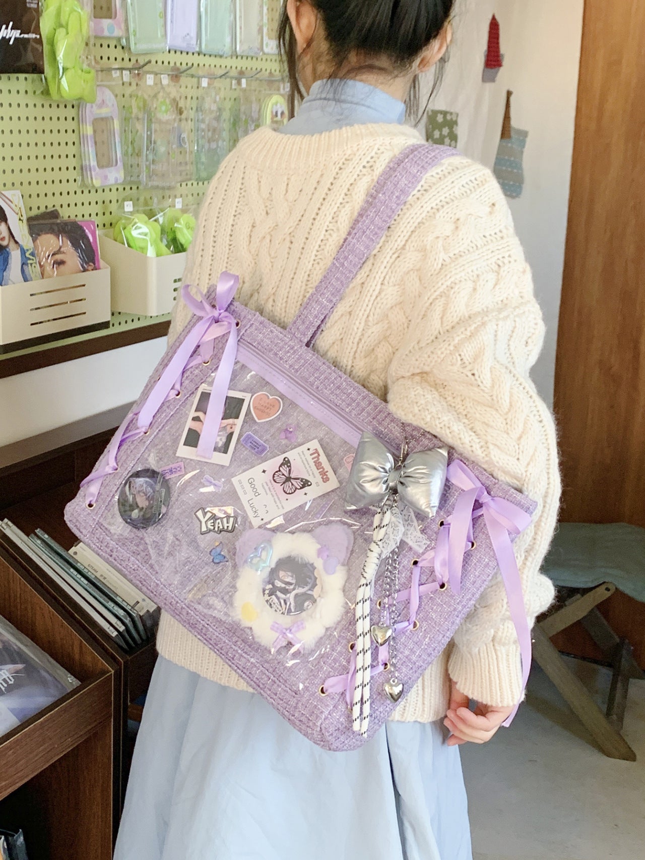 Women's Capacity Two-dimensional Transparent Cartoon Fashion Fresh Trend Backpacks