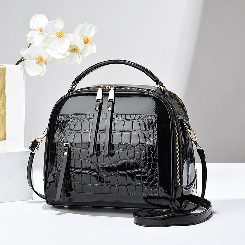 Women's Retro Packet Trendy Crocodile Pattern Shiny Women's Handbag