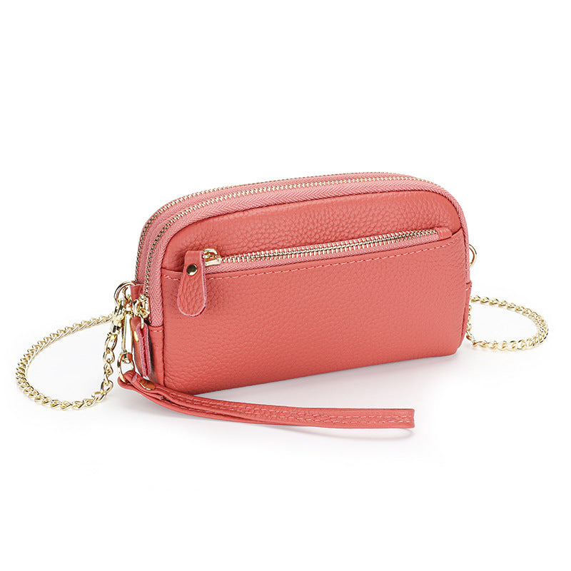 Women's Genuine Leather Chain First Layer Cowhide Large Women's Clutch
