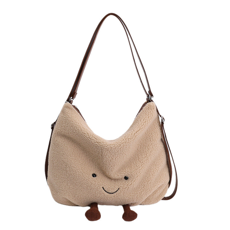 Women's Korean Plush Cloud Cute Cartoon Toast Leisure Commute Versatile Bags