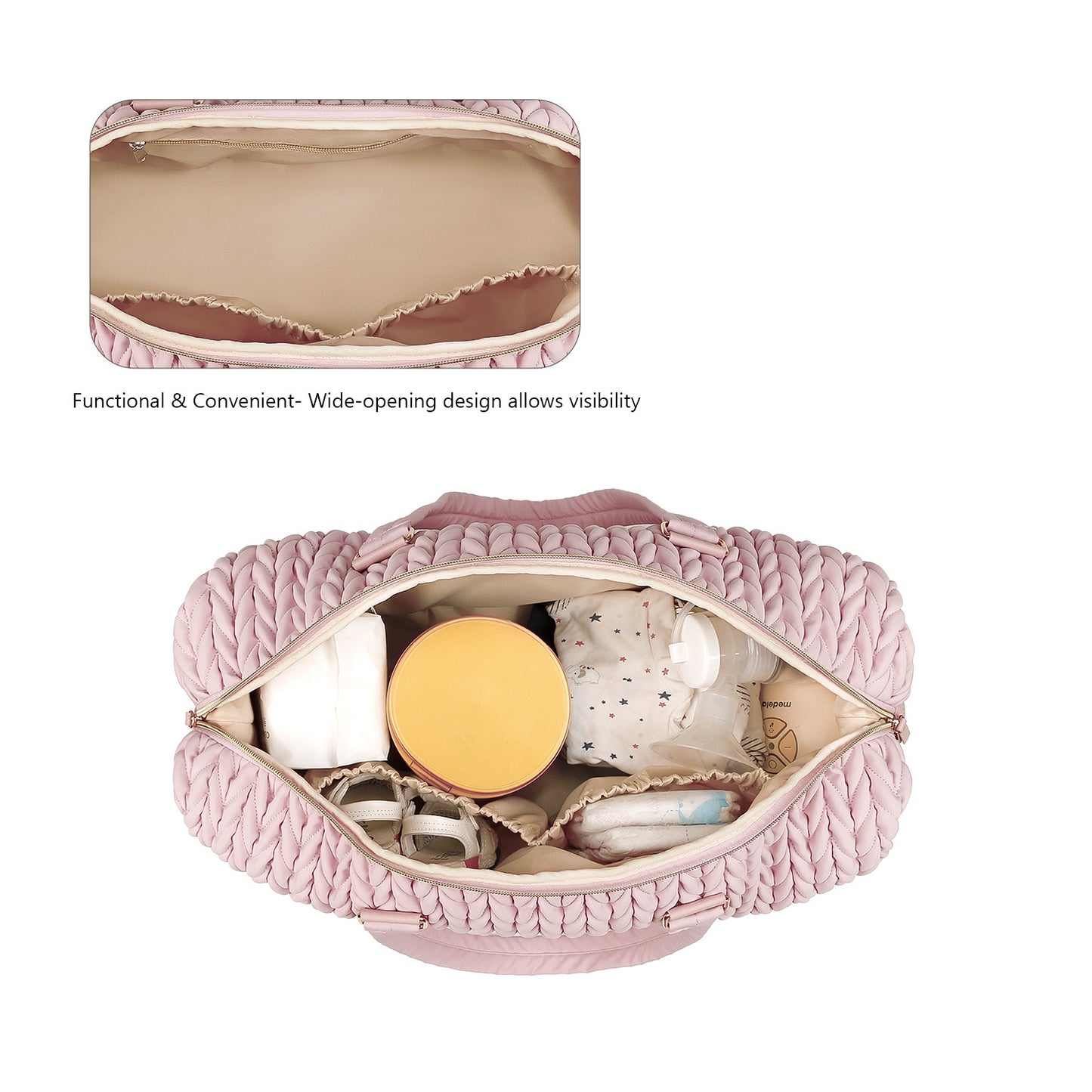 Quilted Embroidered Large Capacity Mother Fashion Mummy Bag
