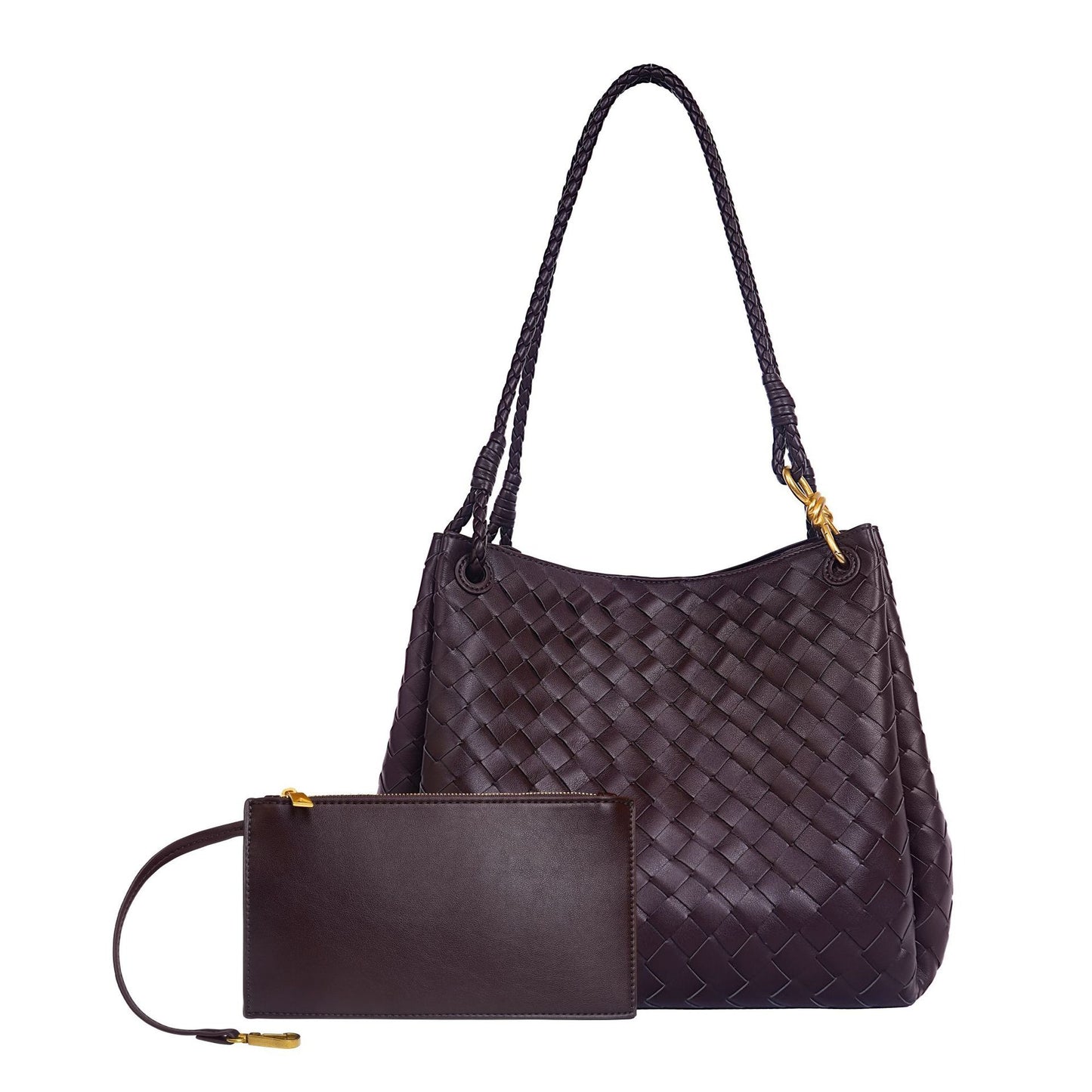 Women's Weave Plaid British Style Light Luxury Bucket Bags