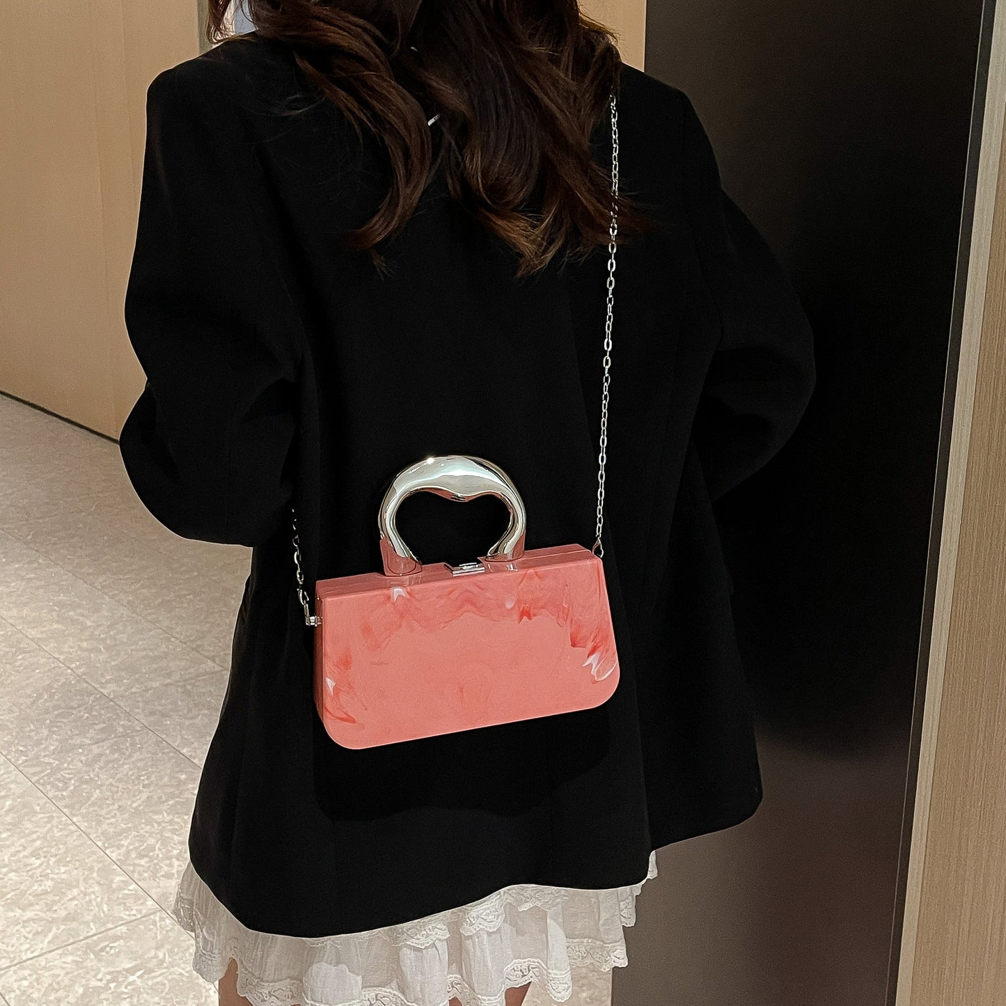 Women's Candy Color Box Spring Ice Crack Dinner Bag