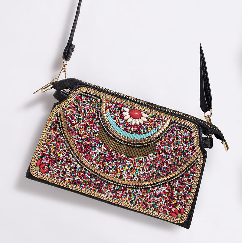 Women's Bohemian Style Bead Shell Flower Trip Bags